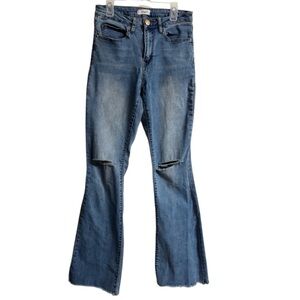 YMI Distressed Blue Flare Jeans‎